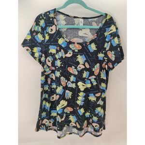 LuLaRoe Disney Toy Story Aliens Pizza Pizza-like Game Black T Shirt‎ Size L